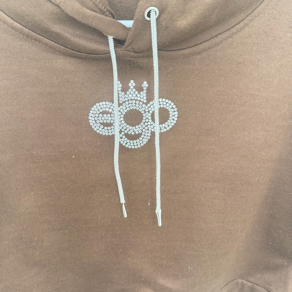 EGO Chocolate Brown Cropped Hoodie - Picture 2 of 3